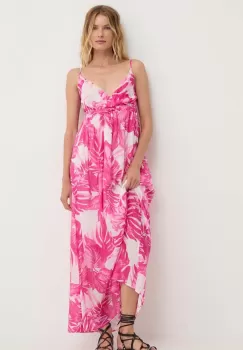 Answear Lab rochie din matase culoarea roz, maxi, evazati imagine