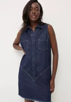 Answear Lab rochie jeans culoarea albastru marin, mini, drept imagine