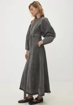 Answear Lab rochie jeans culoarea gri, maxi, evazati imagine