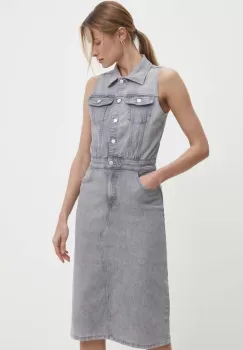 Answear Lab rochie jeans culoarea gri, midi, drept imagine