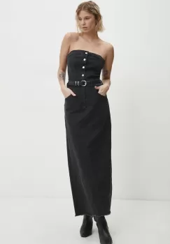 Answear Lab rochie jeans culoarea negru, midi, drept imagine