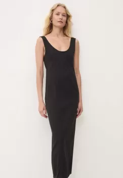 Answear Lab rochie jeans culoarea negru, midi, mulata imagine