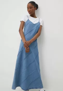 Answear Lab rochie jeans maxi, evazati imagine