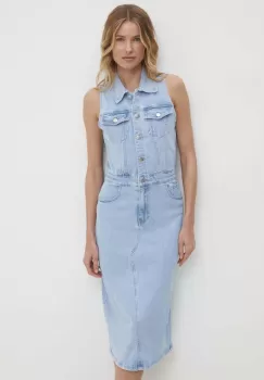 Answear Lab rochie jeans midi, drept imagine