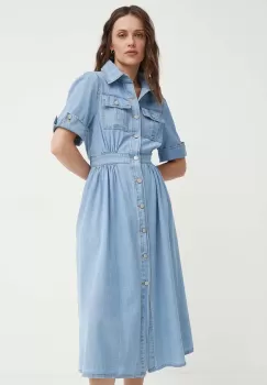 Answear Lab rochie jeans midi, evazati imagine