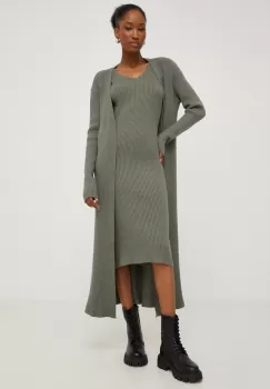 Answear Lab rochie si cardigan culoarea verde imagine