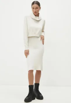 Answear Lab rochie si pulover culoarea bej, mini, mulata imagine