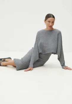 Answear Lab rochie si pulover culoarea gri, midi, mulata imagine