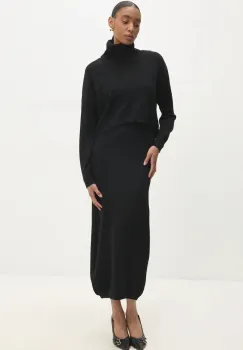 Answear Lab rochie si pulover culoarea negru imagine