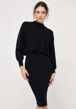 Answear Lab rochie si pulover culoarea negru imagine