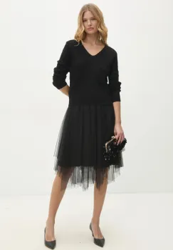 Answear Lab rochie si pulover culoarea negru imagine