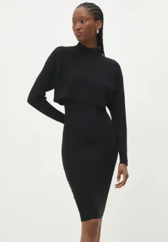Answear Lab rochie si pulover culoarea negru, mini, mulata imagine