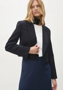 Answear Lab sacou culoarea albastru marin, desfacut, neted imagine