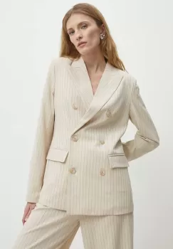 Answear Lab sacou culoarea bej, cu doua randuri de nasturi, modelator imagine