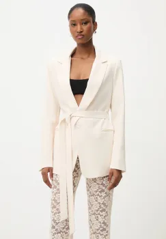 Answear Lab sacou culoarea bej, un singur rand de nasturi, neted imagine