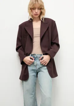 Answear.LAB sacou culoarea bordo, un singur rand de nasturi, neted imagine