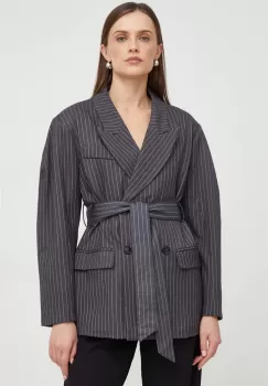 Answear Lab sacou culoarea gri, cu doua randuri de nasturi, modelator imagine