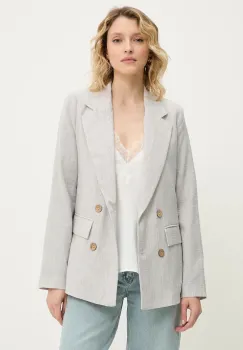 Answear Lab sacou culoarea gri, cu doua randuri de nasturi, neted imagine
