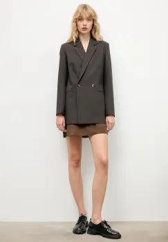 Answear.LAB sacou culoarea gri, cu doua randuri de nasturi, neted imagine