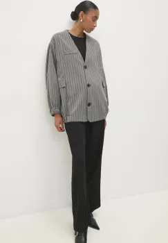 Answear Lab sacou culoarea gri, oversize, modelator imagine