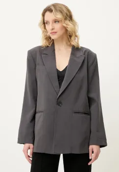 Answear Lab sacou culoarea gri, oversize, neted imagine