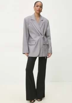 Answear Lab sacou culoarea gri, oversize, neted imagine