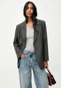 Answear.LAB sacou culoarea gri, un singur rand de nasturi, melanj imagine