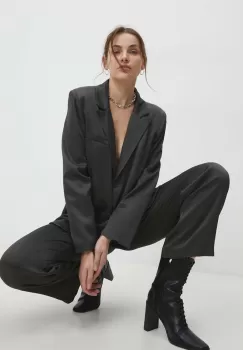 Answear Lab sacou culoarea gri, un singur rand de nasturi, neted imagine