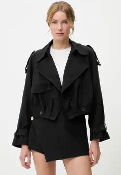 Answear Lab sacou culoarea negru, cu doua randuri de nasturi, neted imagine