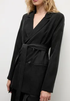 Answear.LAB sacou culoarea negru, cu doua randuri de nasturi, neted imagine