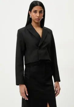 Answear Lab sacou culoarea negru, cu doua randuri de nasturi, neted imagine