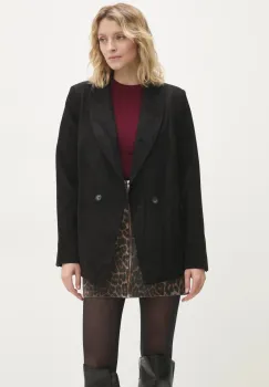 Answear Lab sacou culoarea negru, cu doua randuri de nasturi, neted imagine