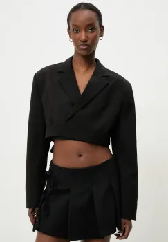 Answear Lab sacou culoarea negru, desfacut, neted imagine