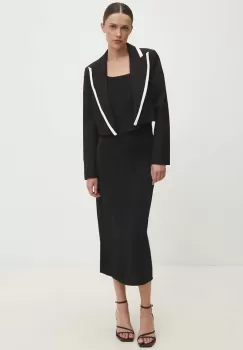 Answear Lab sacou culoarea negru, desfacut, neted imagine