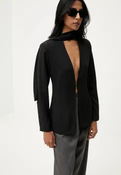 Answear.LAB sacou culoarea negru, un singur rand de nasturi, neted imagine