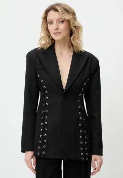 Answear Lab sacou culoarea negru, un singur rand de nasturi, neted imagine