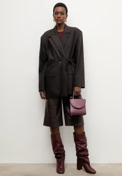 Answear.LAB sacou din lana culoarea maro, un singur rand de nasturi, neted imagine