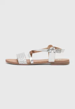 Answear Lab sandale de piele femei, culoarea argintiu imagine