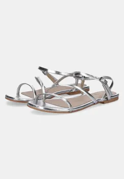 Answear Lab sandale de piele femei, culoarea argintiu imagine