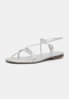 Answear Lab sandale de piele femei, culoarea argintiu imagine