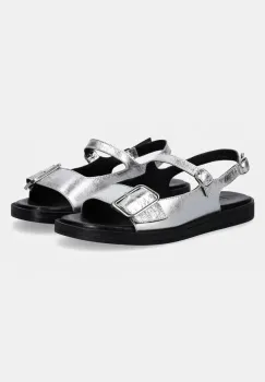 Answear Lab sandale de piele femei, culoarea argintiu imagine