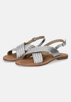 Answear Lab sandale de piele femei, culoarea argintiu imagine
