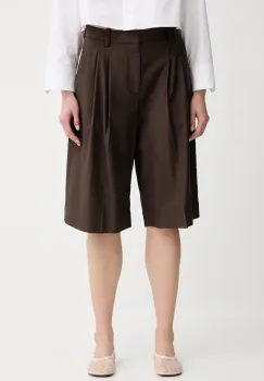 Apantaloni scurti Charlie culoarea maro, uni, high waist, 2PANT01171 imagine
