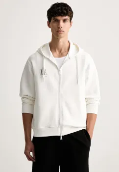 Armani Exchange hanorac cu fermoar si gluga pentru barbati cu bumbac imagine