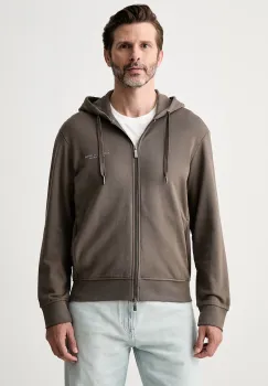 Armani Exchange hanorac cu fermoar si gluga pentru barbati din bumbac imagine