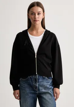 Armani Exchange hanorac cu fermoar si gluga pentru femei cu vascoza imagine