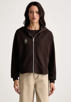 Armani Exchange  hanorac cu fermoar si gluga pentru femei din bumbac imagine
