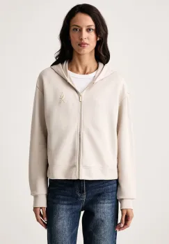 Armani Exchange  hanorac cu fermoar si gluga pentru femei din bumbac imagine