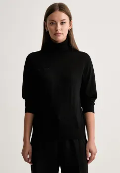 Armani Exchange pulover cu guler inalt de dama din lana imagine