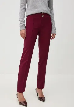 Artigli pantaloni femei, culoarea bordo, drept, high waist, ACPA000219 imagine